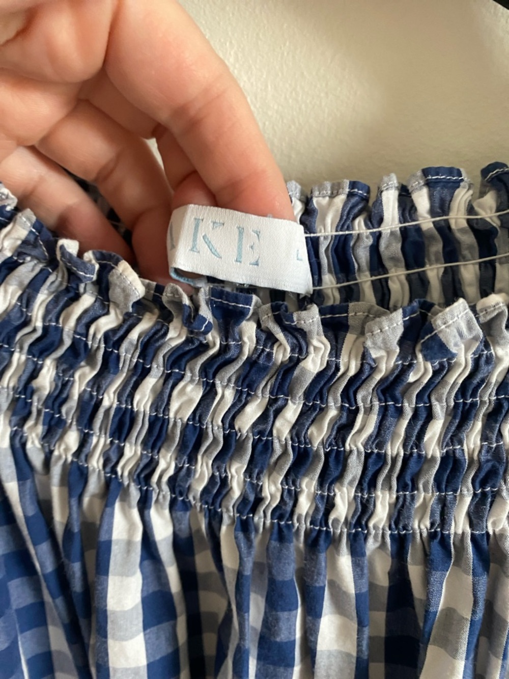 LAKE Veranda Blue and White Cotton Gingham Dress Size Large - Picture 4 of 8